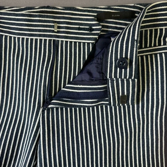 Banana Republic pants women 2 cotton blend slim ankle pin striped pants blue - Picture 3 of 13